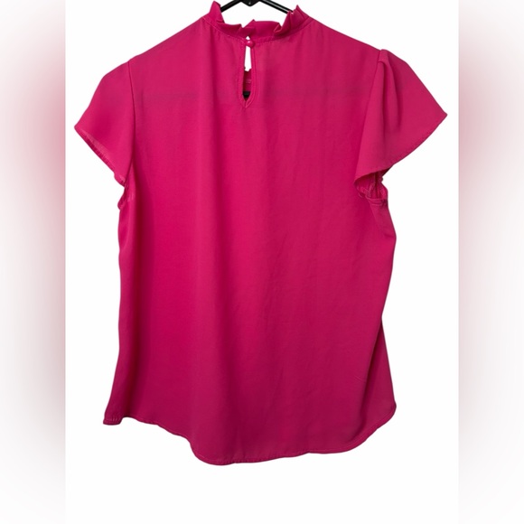 Pink Ruffle Neck Flutter Sleeve Top - Picture 2 of 5